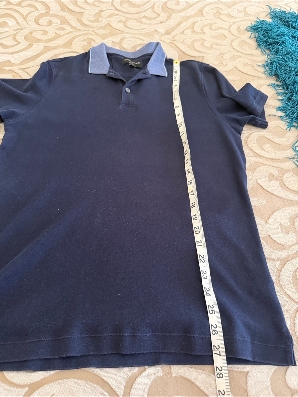 Banana Republic Men’s Dark Blue Polo with Light Blue Collar